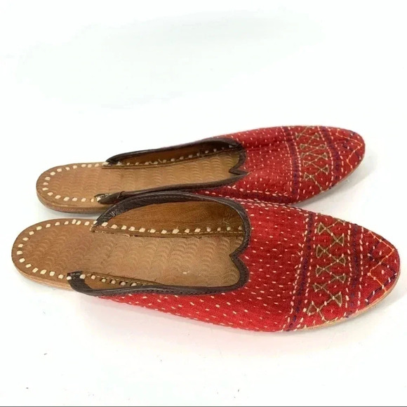 Jutti Leather & fabric handmade Indian party shoes - Picture 1 of 9